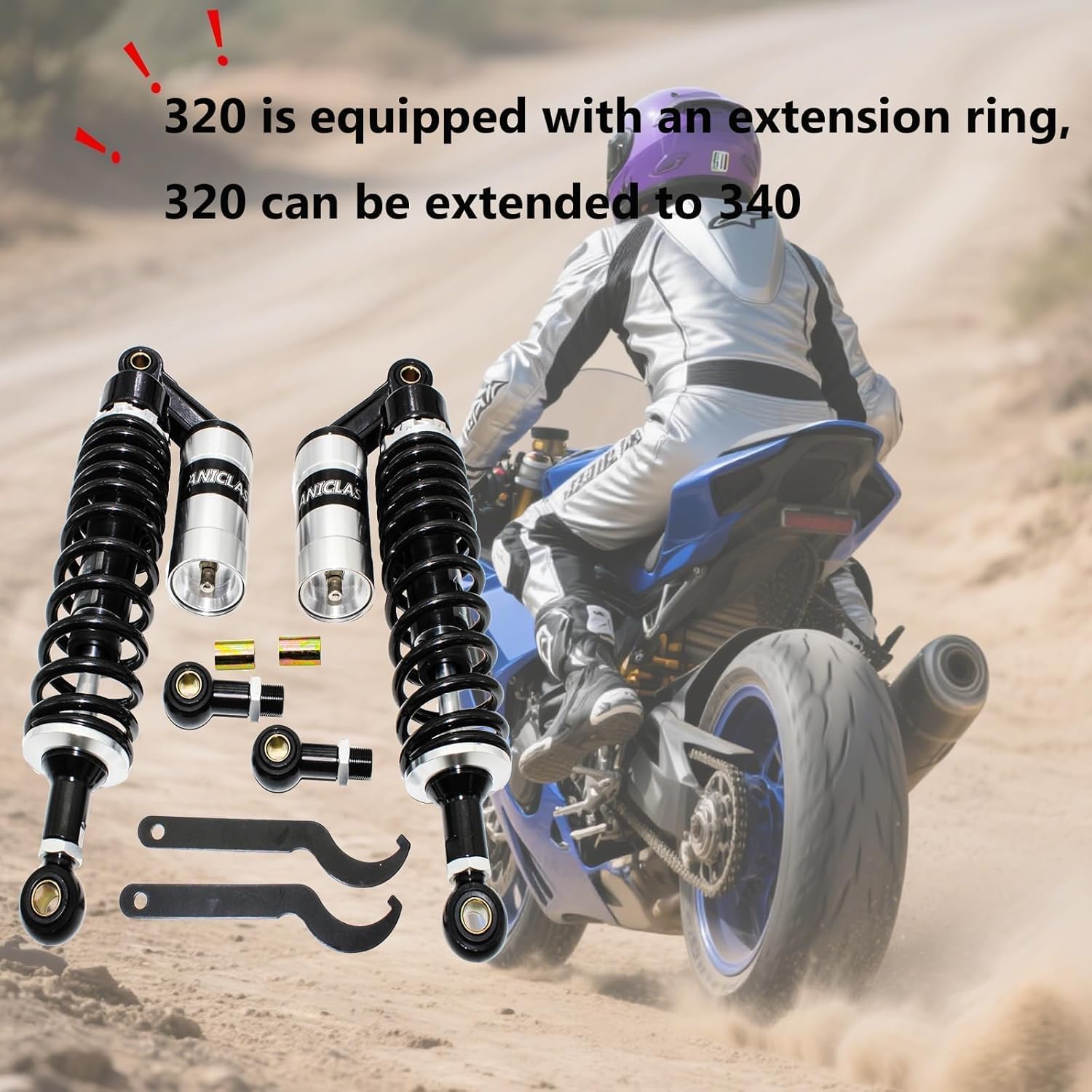 Pair 320mm&340mm motorcycle shocks Universal Motorcycle Rear Air Shock Absorbers